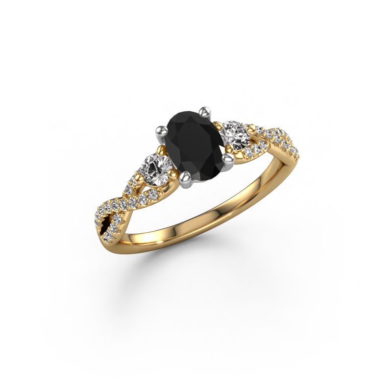 Engagement ring Marilou OVL 585 gold black diamond 1.46 crt