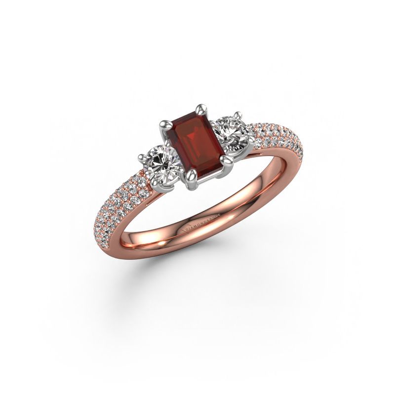 Bague de fiançailles Marielle EME 585 or rose grenat 6x4 mm