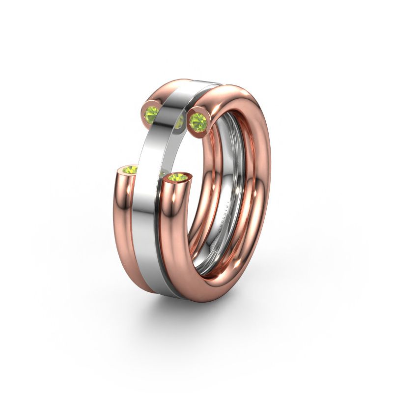 Wedding ring WH6018L 585 rose gold peridot ±8x3 mm