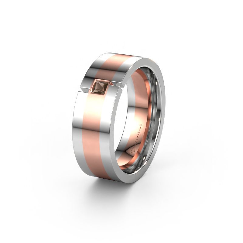 Wedding ring WH2042P 585 rose gold smokey quartz ±0.28x0.09in