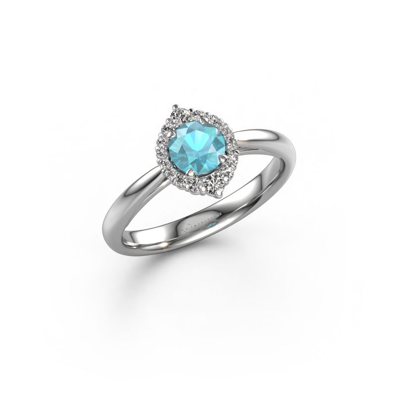 Engagement ring Tora 585 white gold blue topaz 5 mm