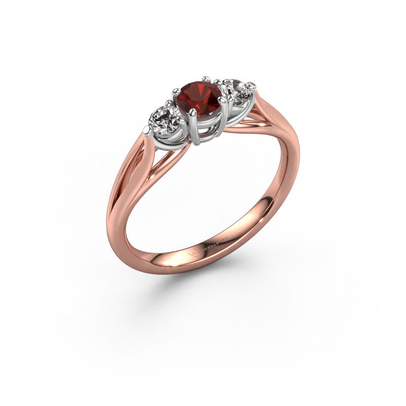 Engagement ring Amie RND 585 rose gold garnet 4.2 mm
