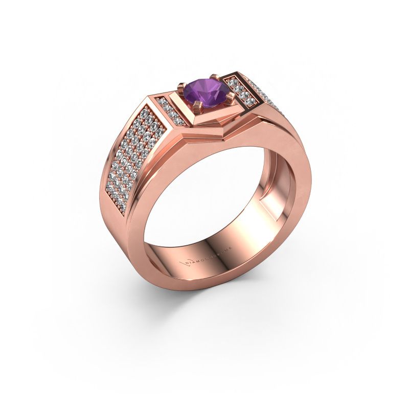 Heren ring Marcel 585 rosé goud amethist 5 mm