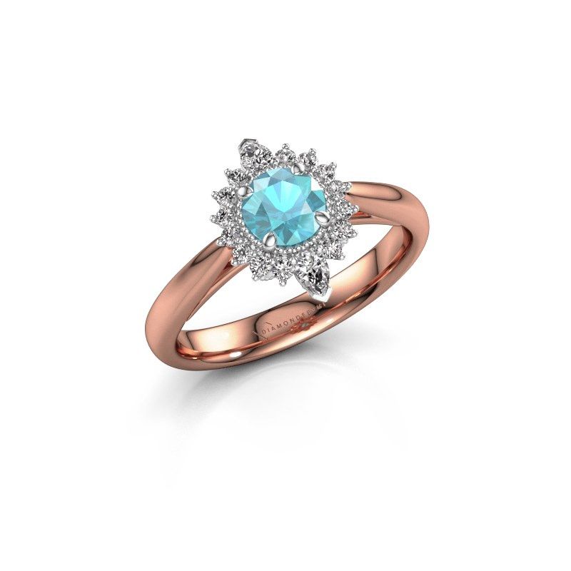 Image of Engagement ring Susan 585 rose gold blue topaz 5 mm