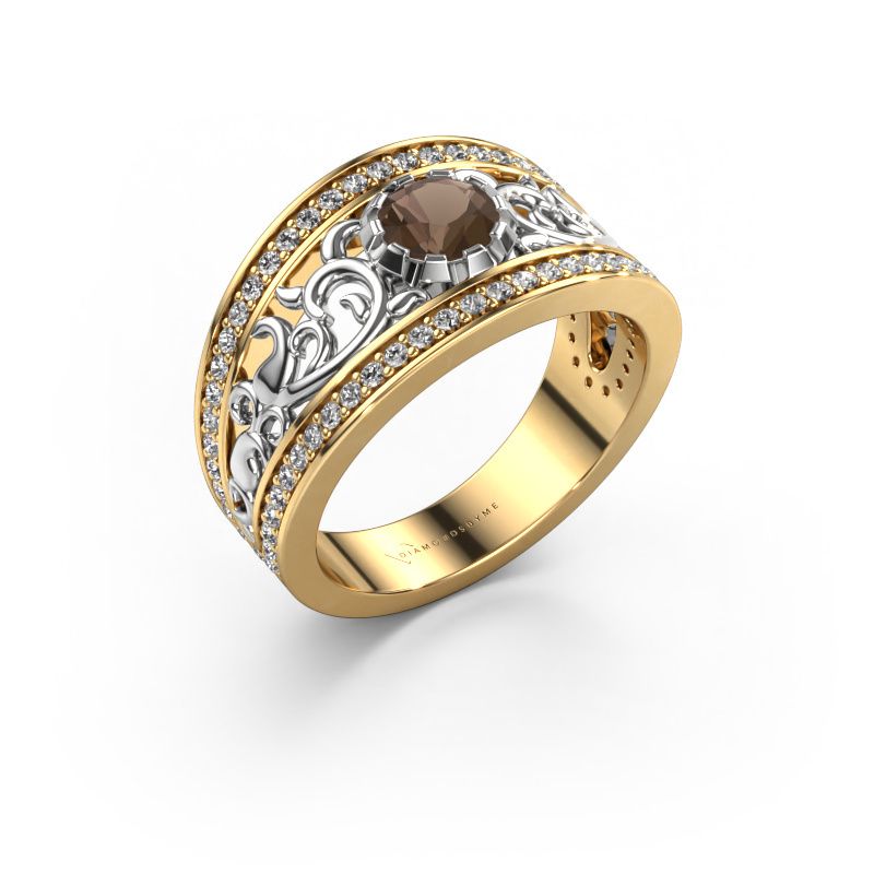 Bague Marilee 585 or jaune quartz fumé 5 mm