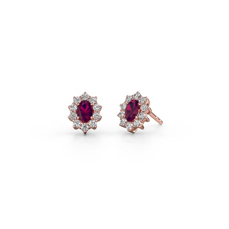 Earrings Leesa 585 rose gold rhodolite 6x4 mm
