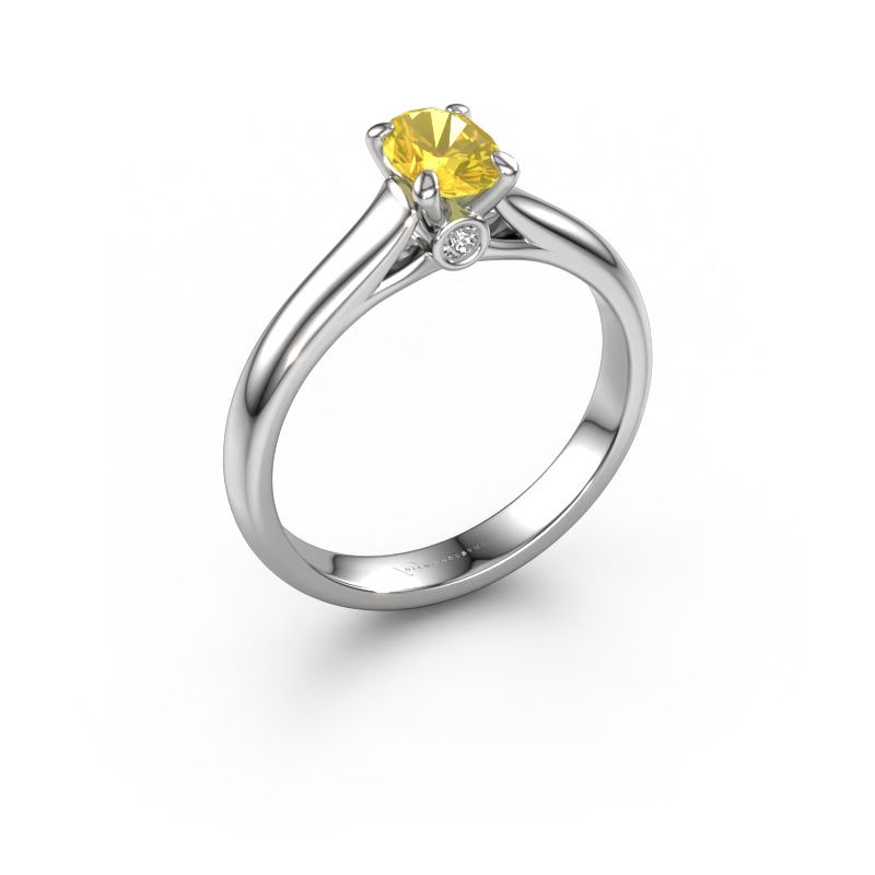 Verlobungsring Valorie ovl 1 950 Platin Gelb Saphir 6.5x4.5 mm