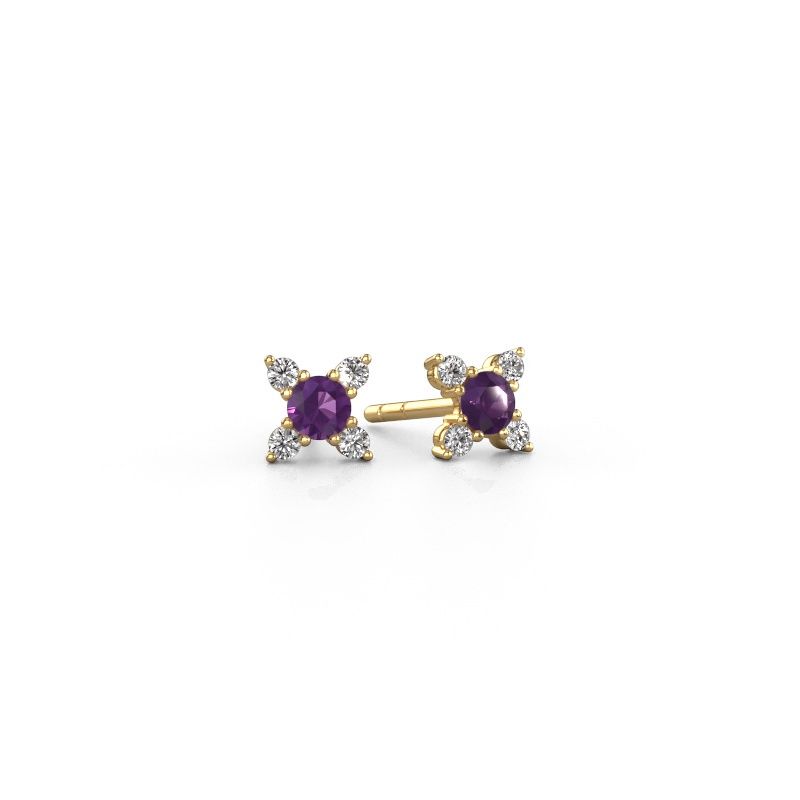 Earrings Nina 585 gold amethyst 3 mm