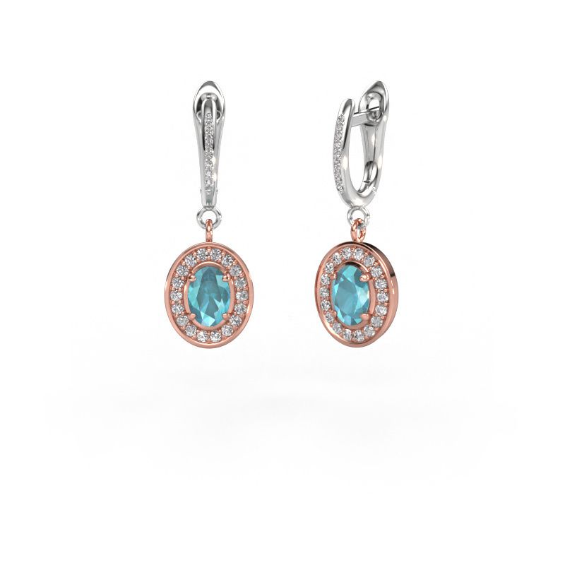 Pendants d'oreilles Layne 2 585 or rose topaze bleue 7x5 mm