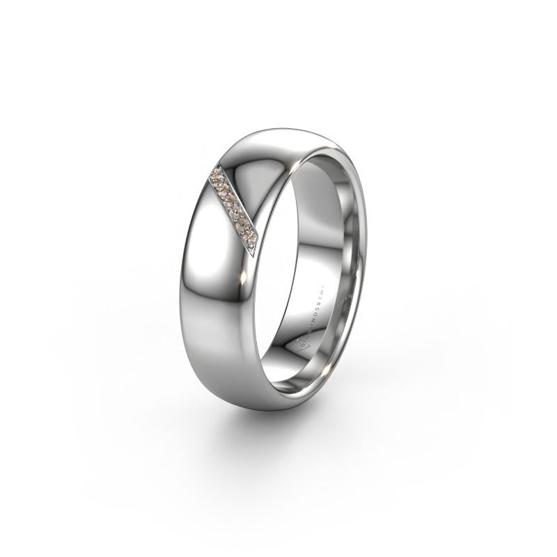 Wedding ring WH0164L36B 950 platinum brown diamond ±6x2 mm