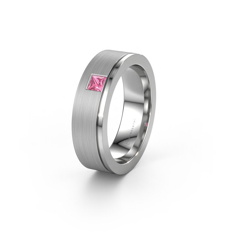 Trouwring WH0550L16CMP 950 platina roze saffier ±6 x 2,2 mm