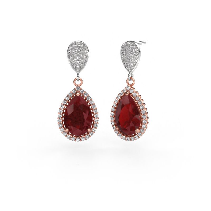 Ohrhänger Tilly per 2 585 Roségold Rubin 12x8 mm