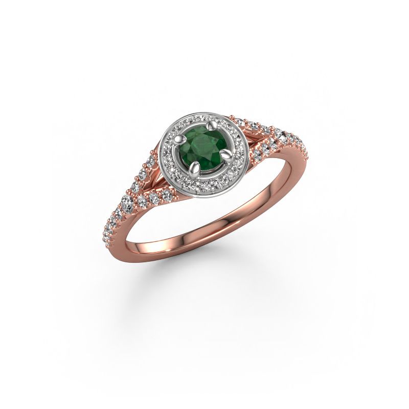 Verlobungsring Pamela RND 585 Roségold Smaragd 4 mm