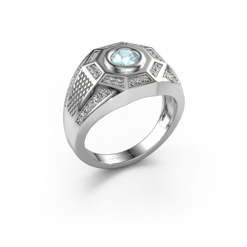Men's ring Enzo 585 white gold aquamarine 5 mm