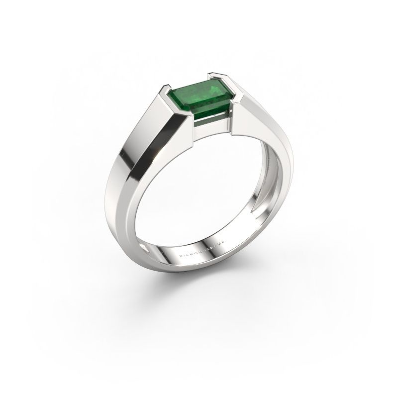 Men's ring Rick 585 white gold emerald 7x5 mm