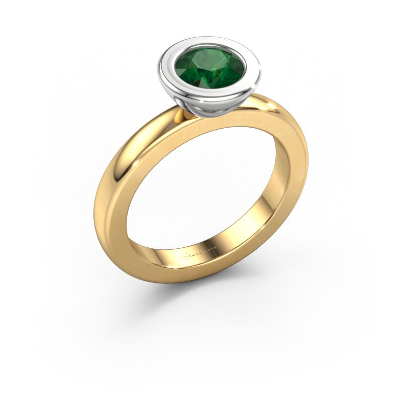 Bague superposée Eloise Round 585 or jaune emeraude 6 mm