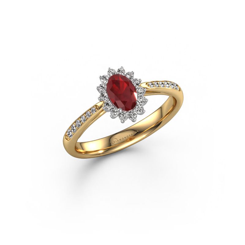 Engagement ring Tilly ovl 2 585 gold ruby 7x5 mm