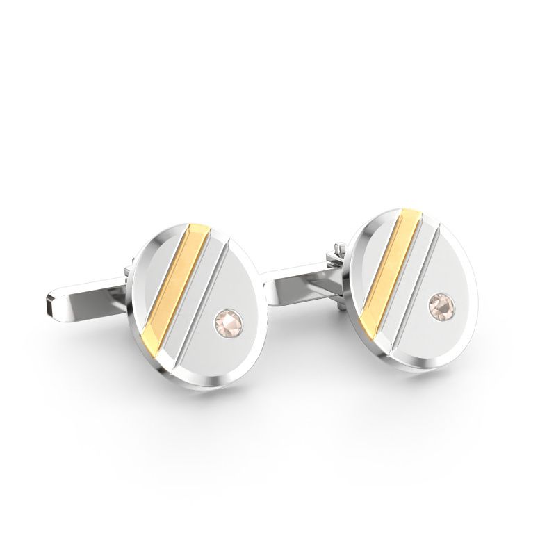 Cufflinks Wesley 585 white gold morganite champagne 2.7 mm