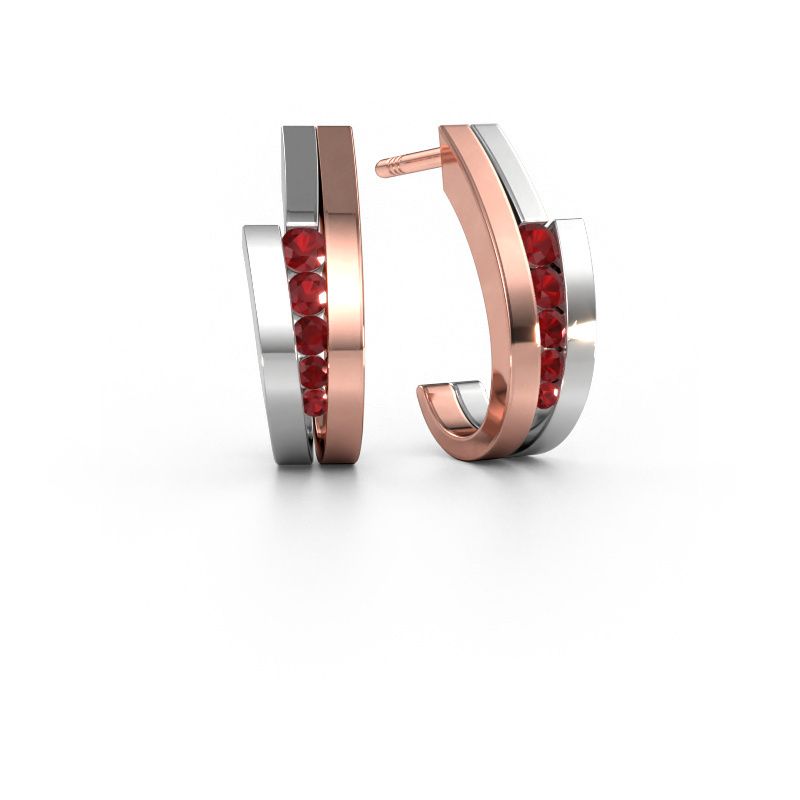 Earrings Cato 585 rose gold ruby 2.2 mm