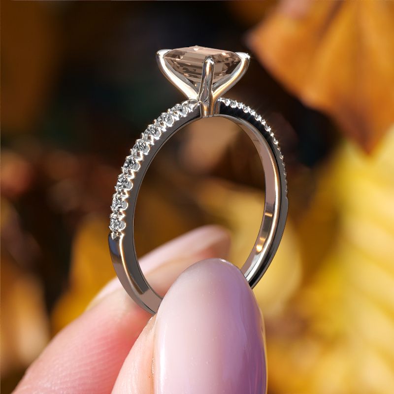 Image of Engagement Ring Crystal Eme 2<br/>950 platinum<br/>Brown diamond 1.14 crt