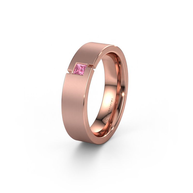 Wedding ring WH2040L 585 rose gold pink sapphire ±5,5x2.2 mm