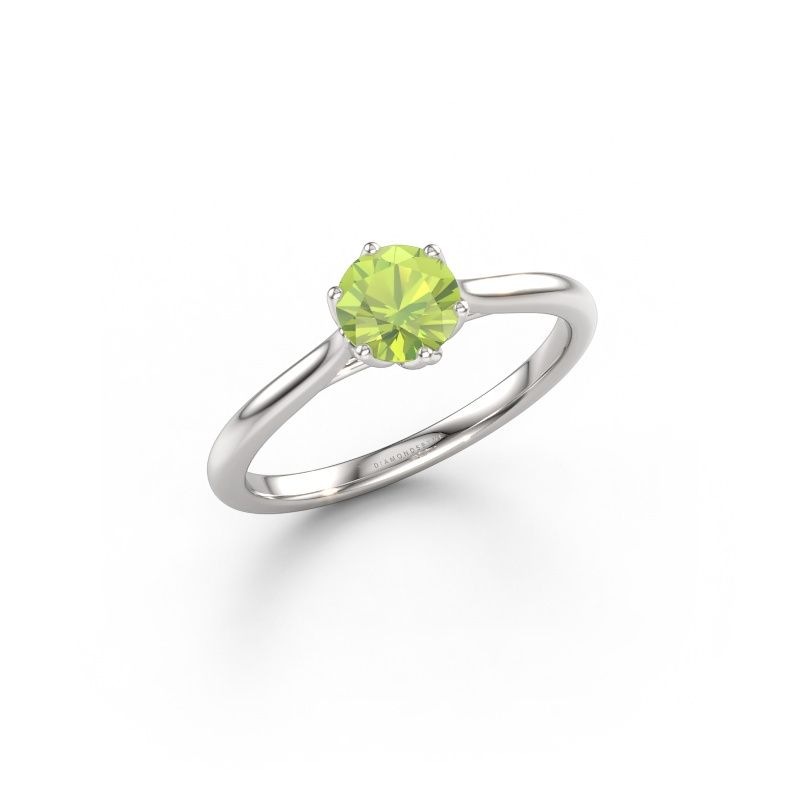 Engagement ring Winona RND 585 white gold peridot 5 mm