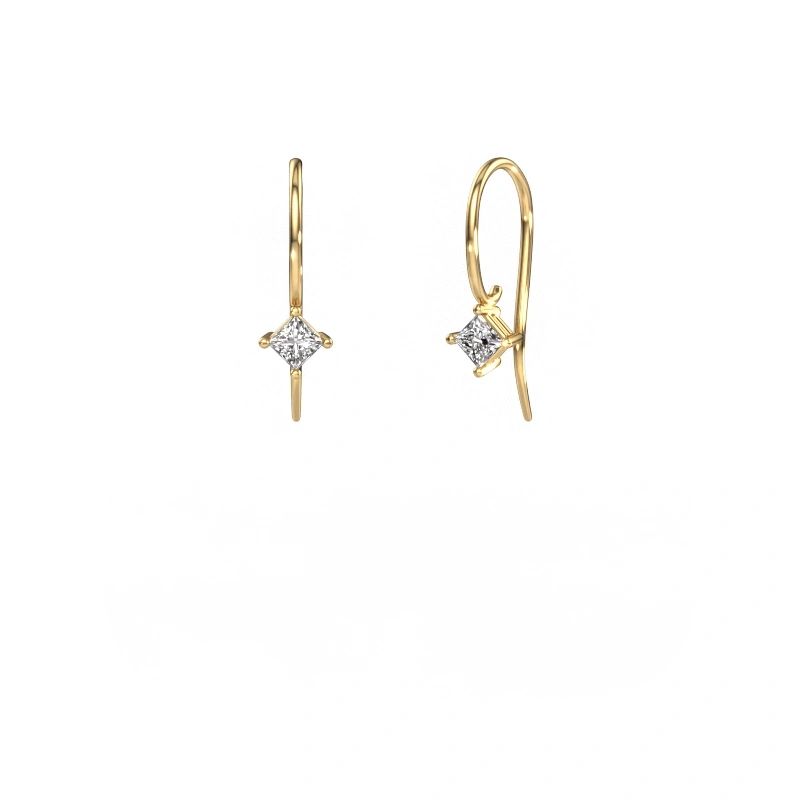 Pendants d'oreilles Cleo SQR 585 or jaune diamant 4.00 crt