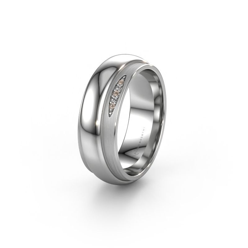 Wedding ring WH2038L 950 platinum brown diamond ±7x2.4 mm