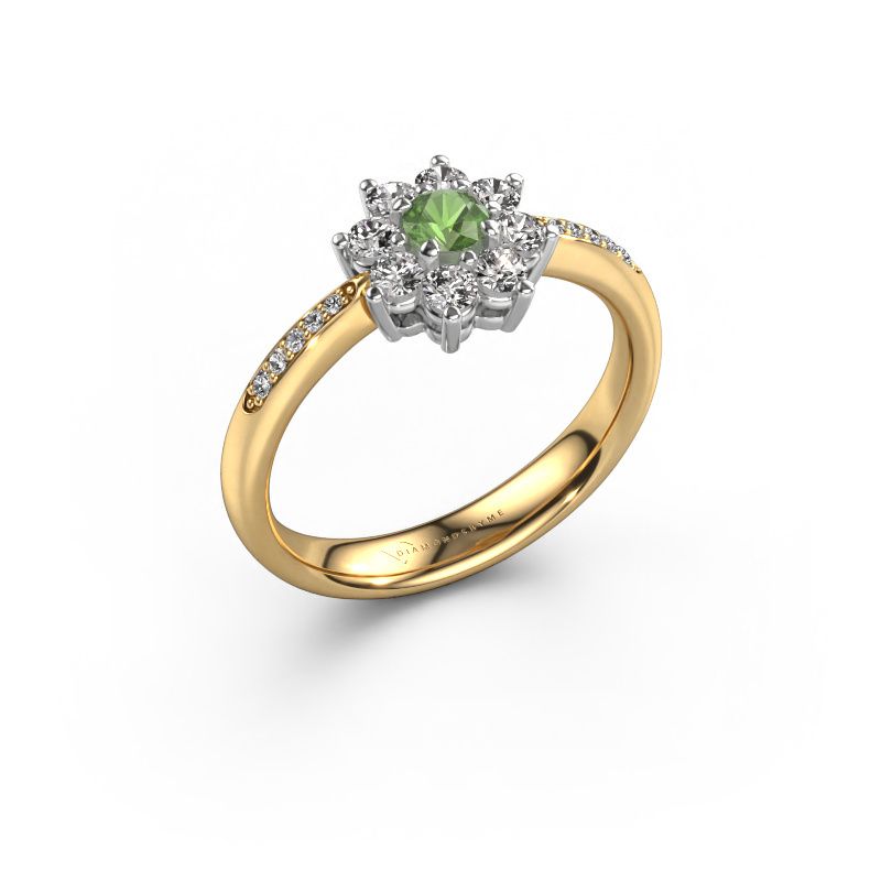 Verlobungsring Camille 2 585 Gold Turmalin grün 3.4 mm