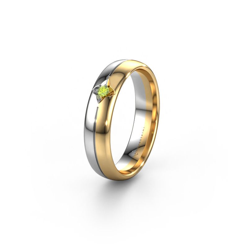 Wedding ring WH0221L35X 585 gold peridot ±5x1.5 mm