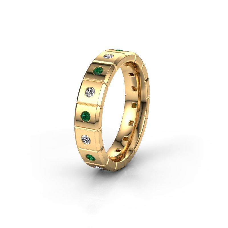 Afbeelding van Huwelijksring WH2055L15DP<br/>585 goud ±5x2.4 mm<br/>Smaragd