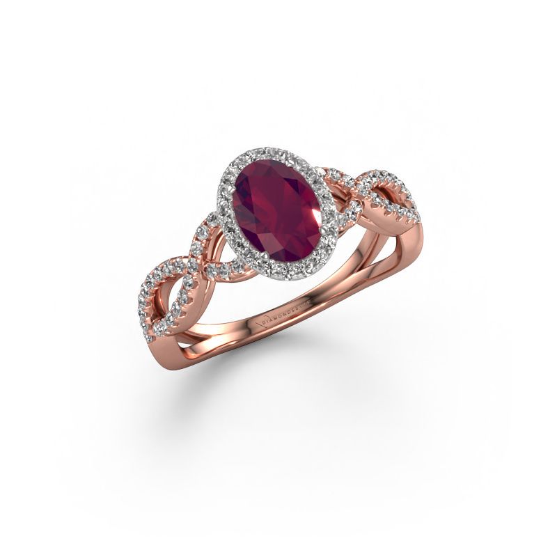 Engagement ring Dionne ovl 585 rose gold rhodolite 7x5 mm