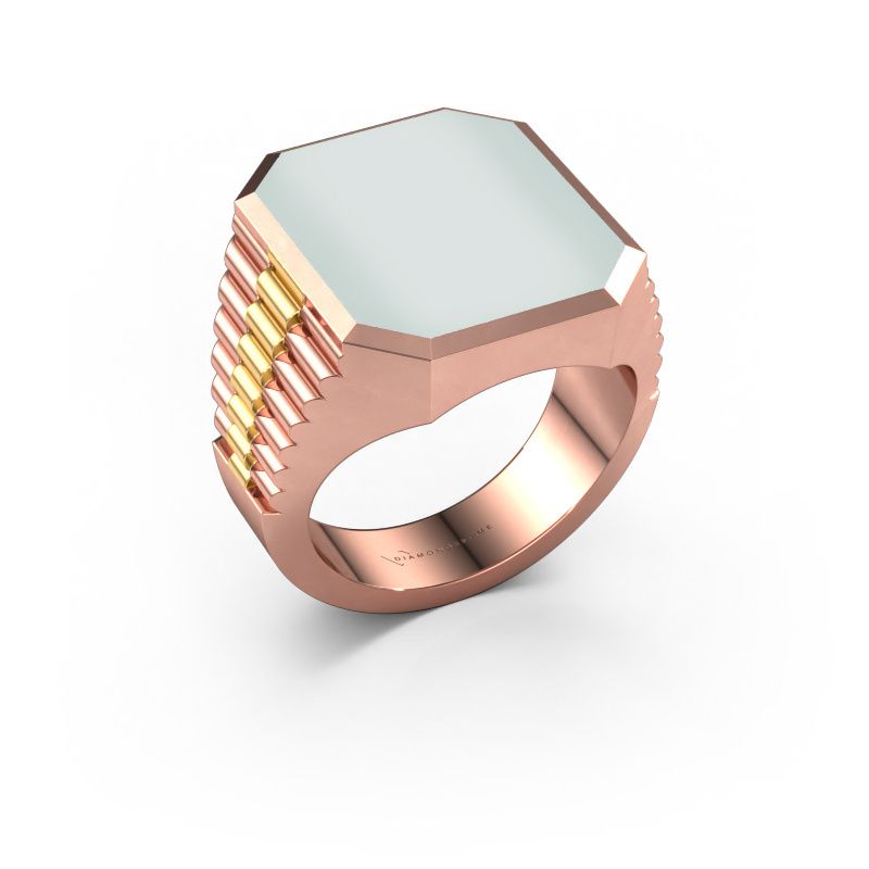 Chevalière Brent 5 585 or rose nicolo verte 18x15 mm