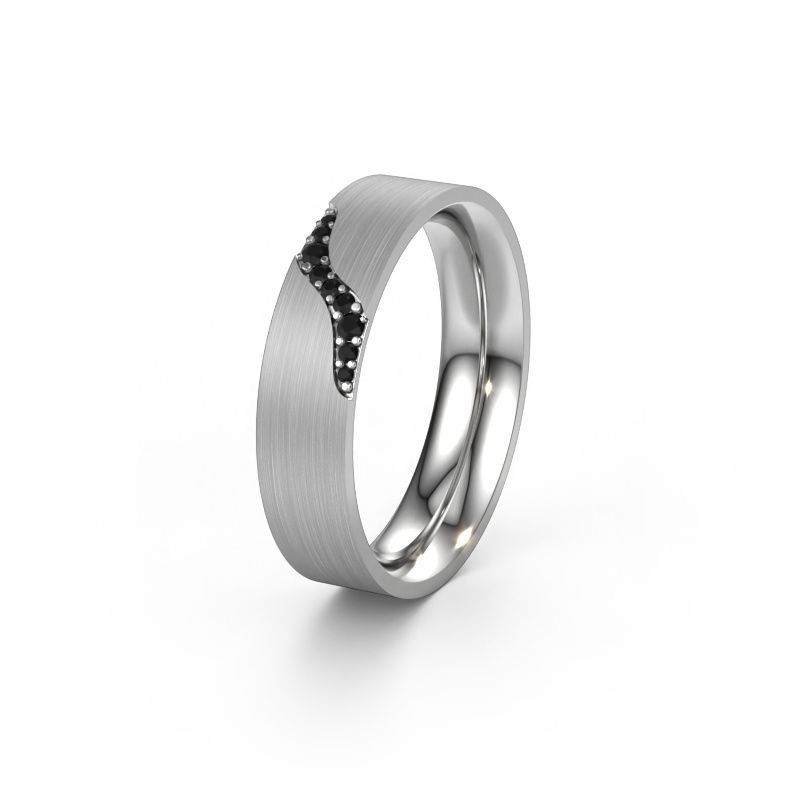 Wedding ring WH2100L46BM 585 white gold black diamond ±6x2 mm