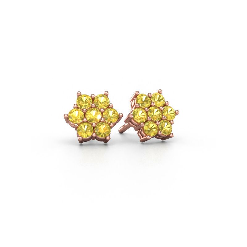 Clous d'oreilles Bonita 585 or rose saphir jaune 2.4 mm