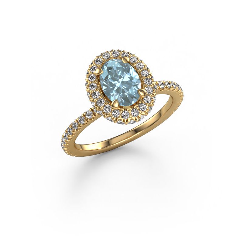 Engagement ring Talitha OVL 585 gold blue lab grown diamond 7x5 mm