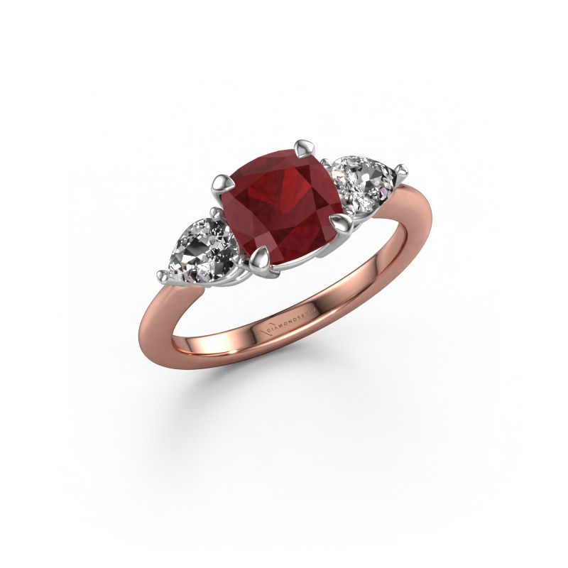 Verlovingsring Chanou CUS 585 rosé goud robijn 7 mm