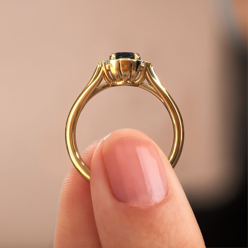 Image of Engagement ring Andrea 585 gold black diamond 1.363 crt