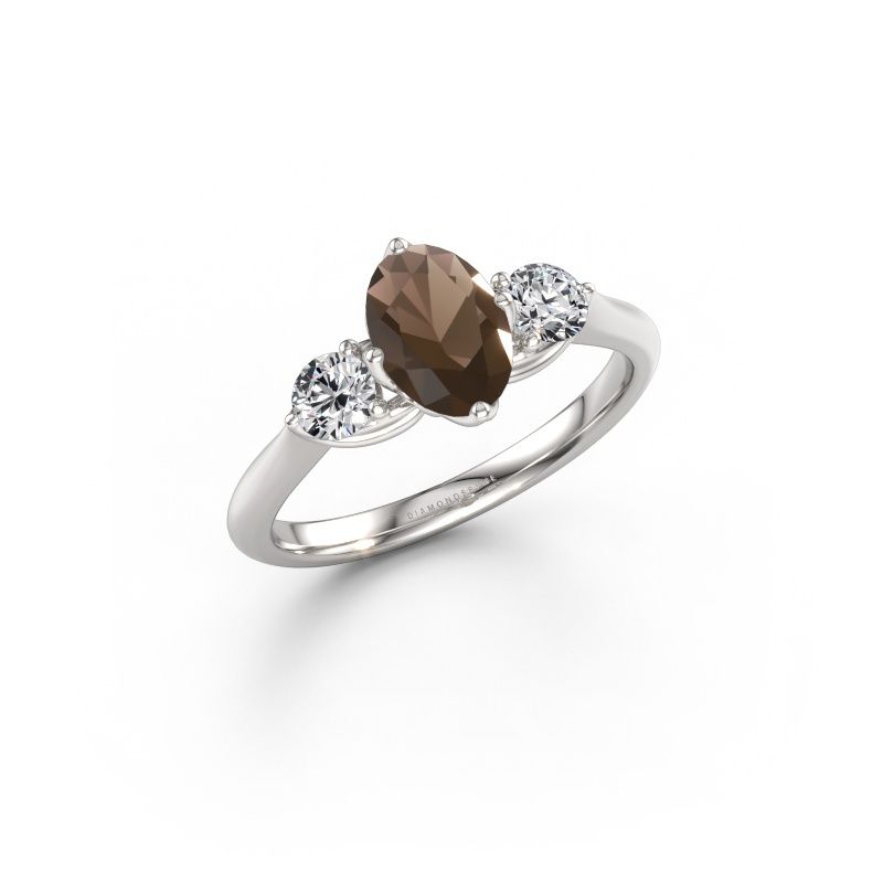 Engagement ring Vosje OVL 950 platinum smokey quartz 7,5x5,5 mm