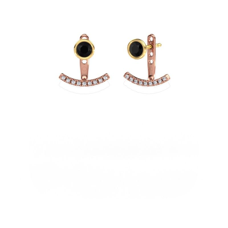 Ohrringe Rosetta 585 Roségold Schwarz Diamant 0.72 crt