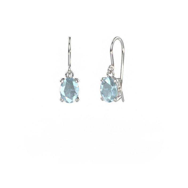 Ohrhänger Laurie OVL 1 950 Platin Aquamarin 8x6 mm