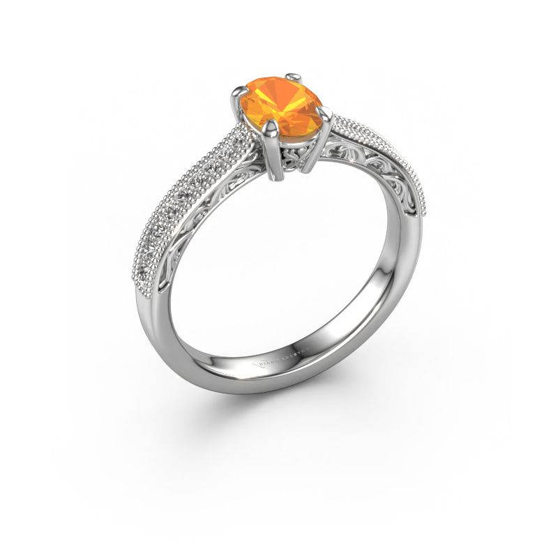 Engagement ring Shonta OVL 950 platinum citrin 7x5 mm
