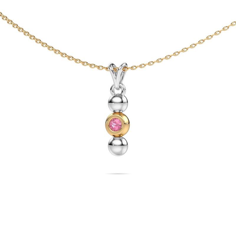 Image of Necklace Lily 585 white gold pink sapphire 2 mm