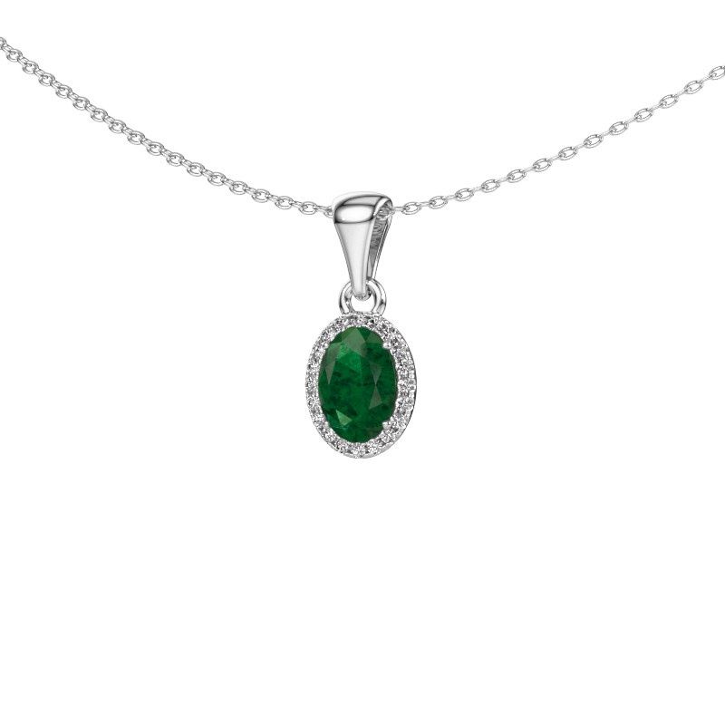 Pendant Seline ovl 585 white gold emerald 7x5 mm