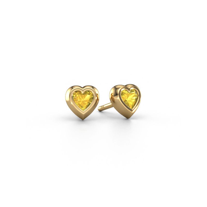 Stud earrings Charlotte 585 gold yellow sapphire 4 mm
