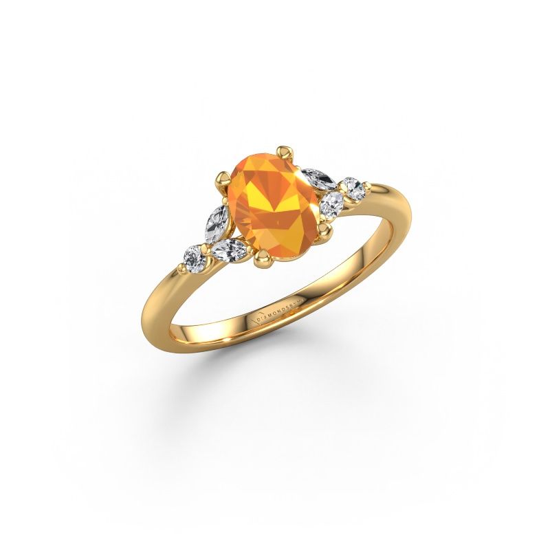Engagement ring Megan OVL 585 gold citrin 7,5x5,5 mm