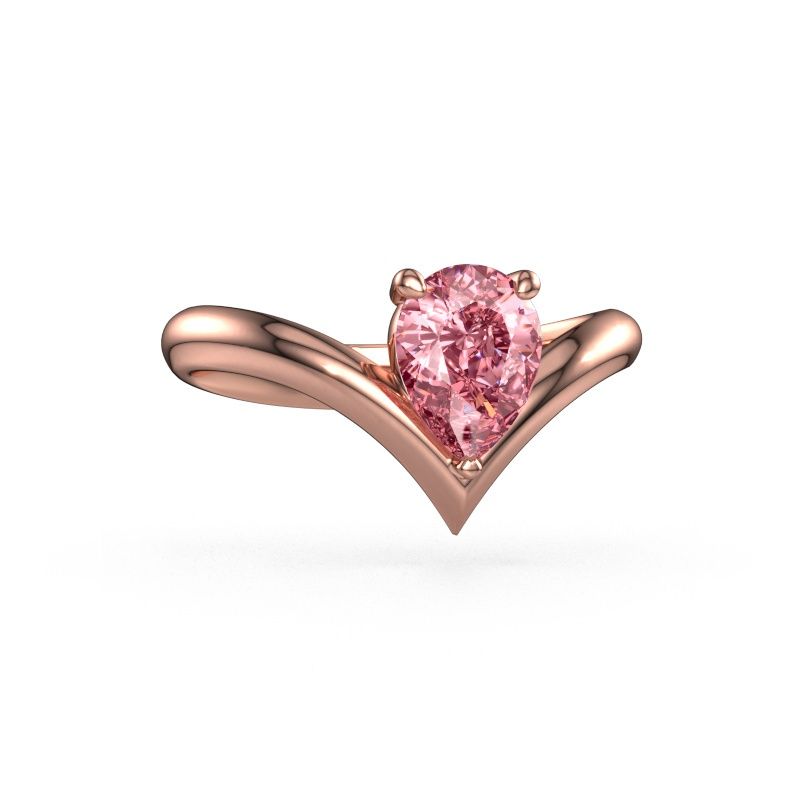 Engagement ring Maddy PER 585 rose gold pink lab grown diamond 8x6 mm