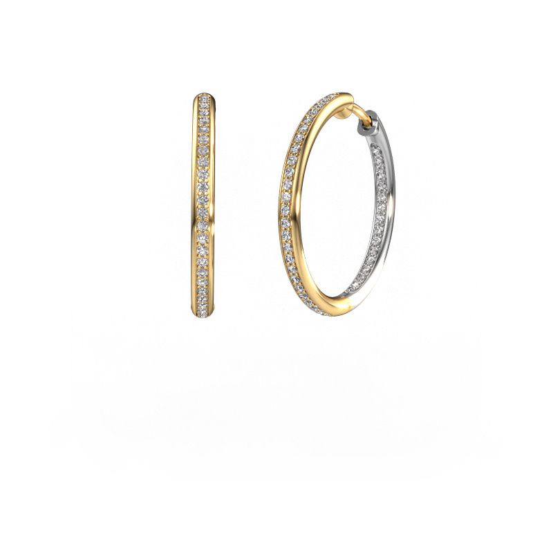 Créoles Sina 20mm 585 or jaune diamant synthétique 0.536 crt