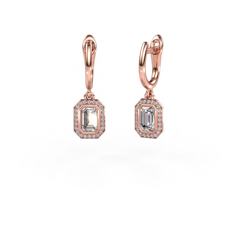 Pendants d'oreilles Noud EME 585 or rose diamant 0.70 crt