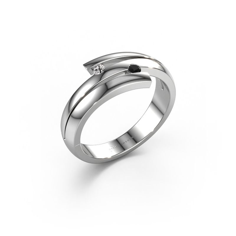 Ring Dena 585 witgoud zwarte diamant 0.066 crt